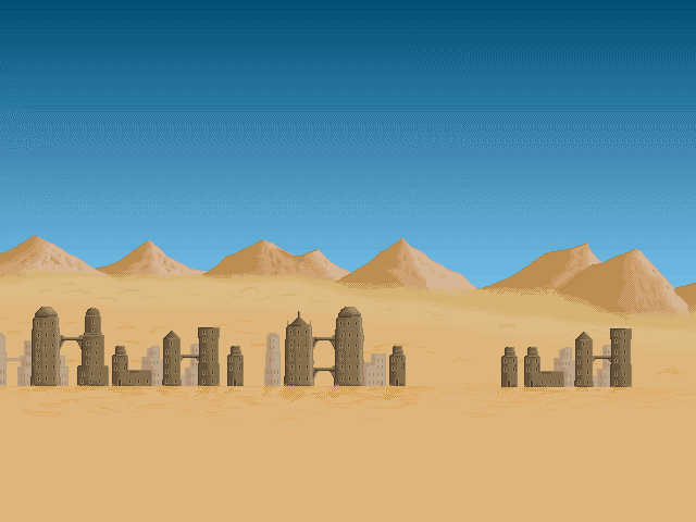 Ancient city in the desert background