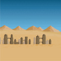 Ancient city in the desert background